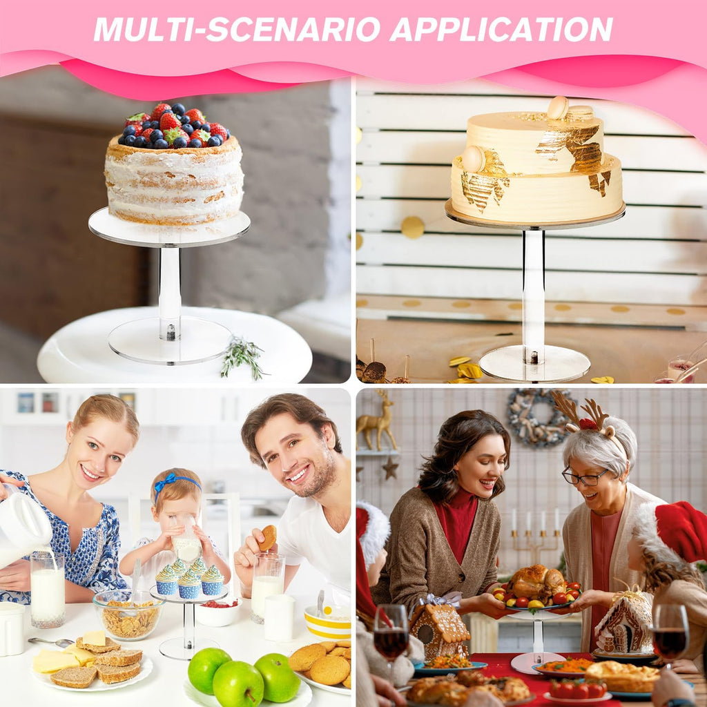Acrylic Cake Stand, Round Cake Stands for Dessert Table, Clear Cupcake Stand for Birthday Party, Pastry Candy Pizza