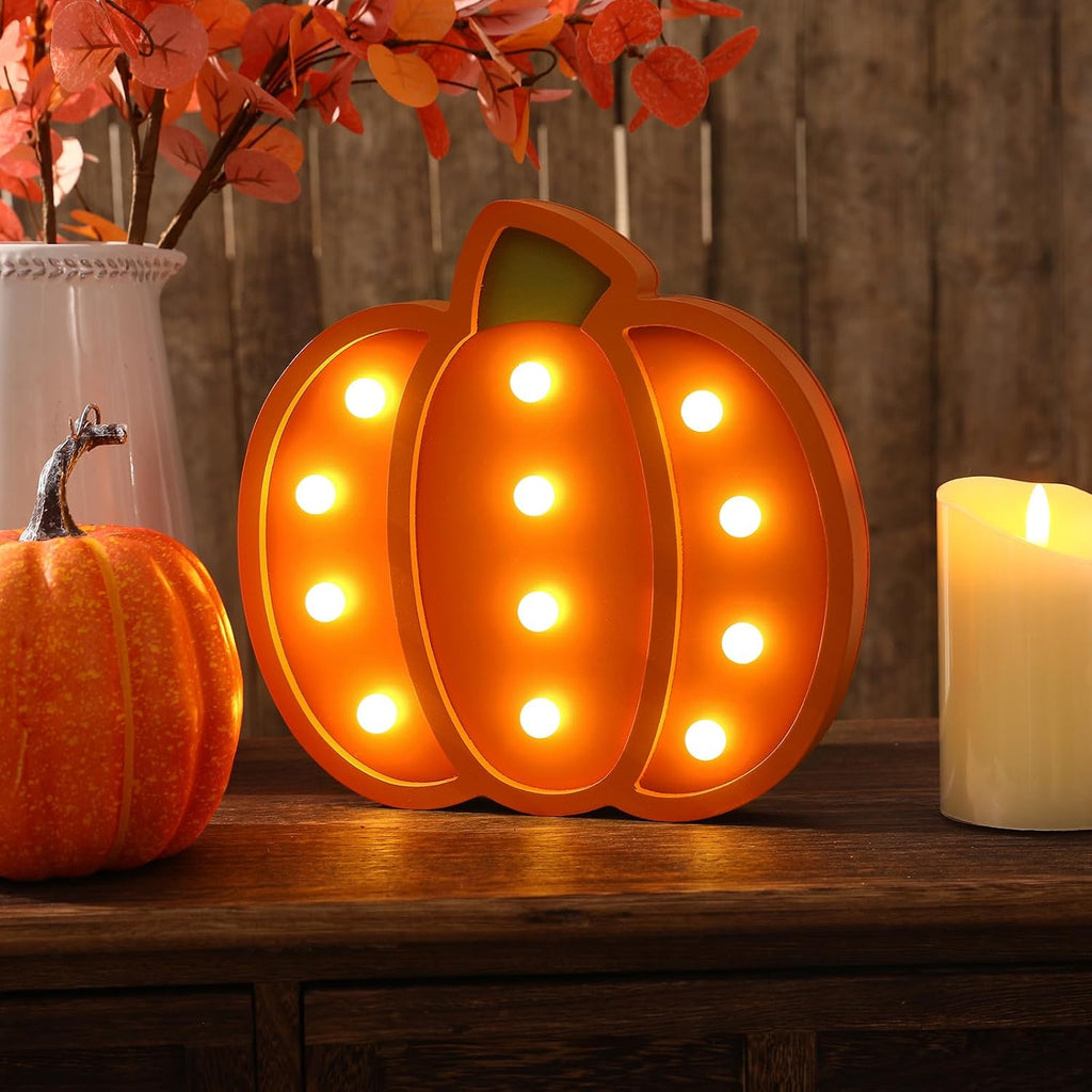 Fall Decor-Fall Decorations-Light Up Wooden Pumpkins | Handmade Pumpkins with Light for Thanksgiving Halloween Home