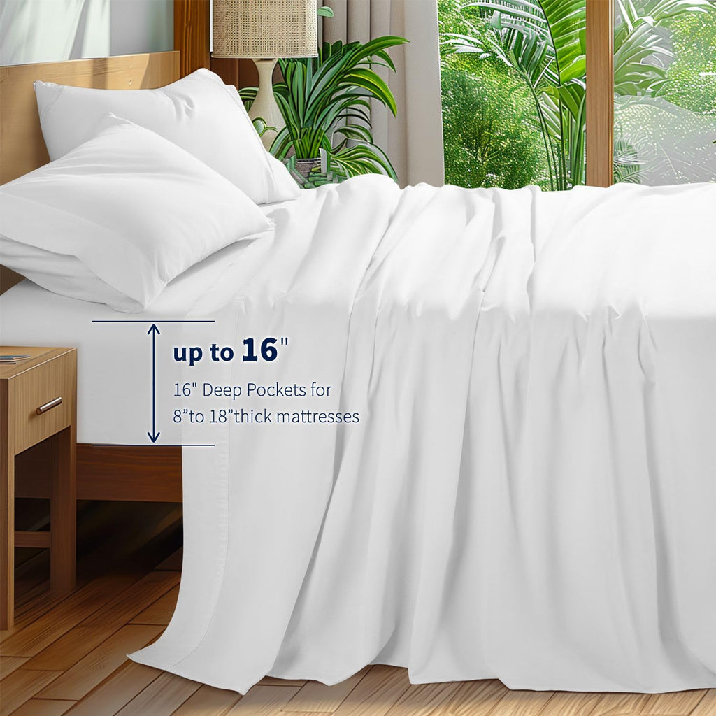 100% Egyptian Cotton Sheets Set (White, California King)