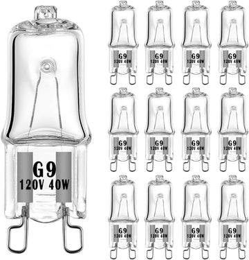 G9 Halogen Bulb 40W 120V T4 JCD Type G9 Base 2 Pin Light Bulb for Range Hood Lights, Bathroom Light Bulbs, Microwave