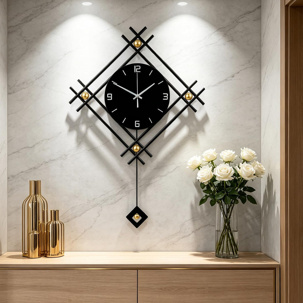 Modern Wall Clock with Stylish Pendulum, 16.2*26 Inch