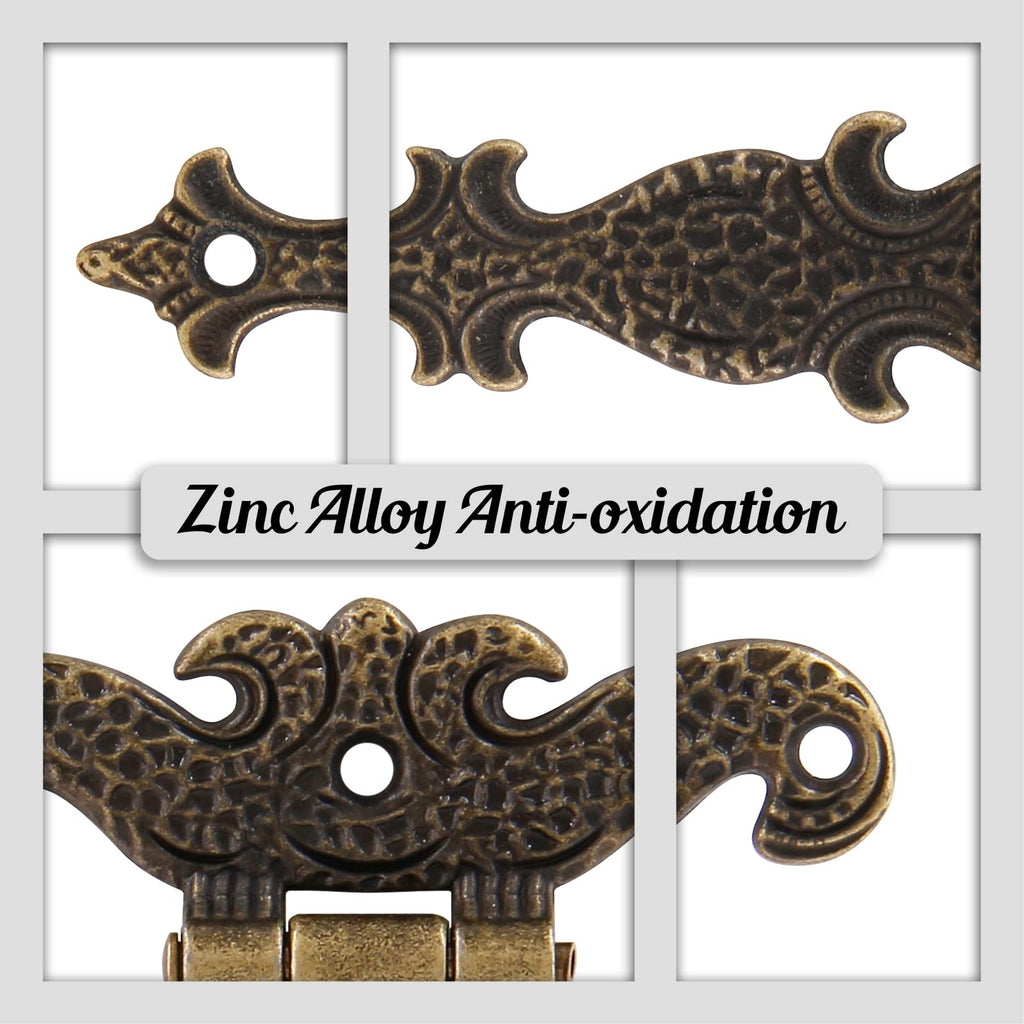 4-Piece Tee-Strap Hinge Set - Heavy Duty, Antique Bronze Decorative Hinges for Barn Door, Gate (4.33" x 2.75")