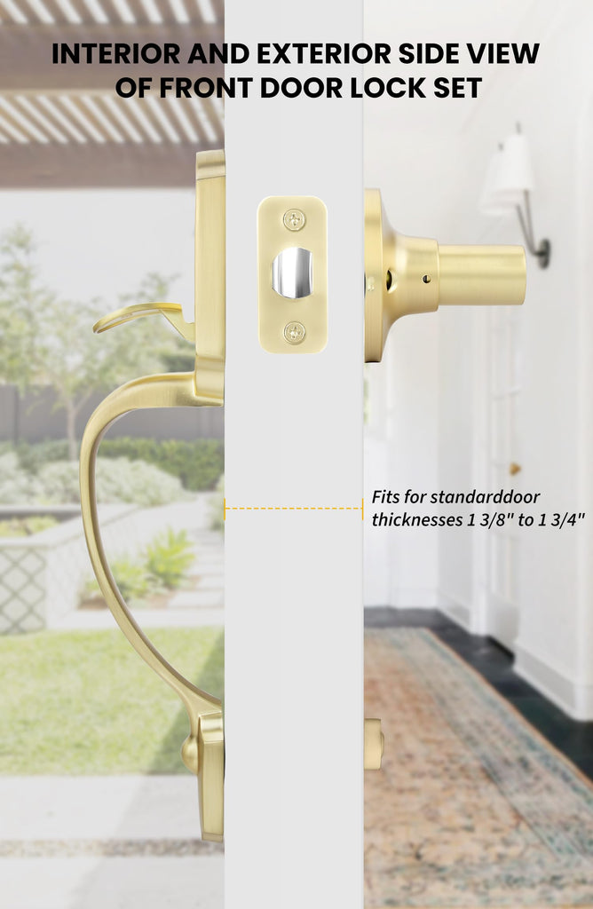 Front Door Handle, Gold Door Handle Exterior No Lock