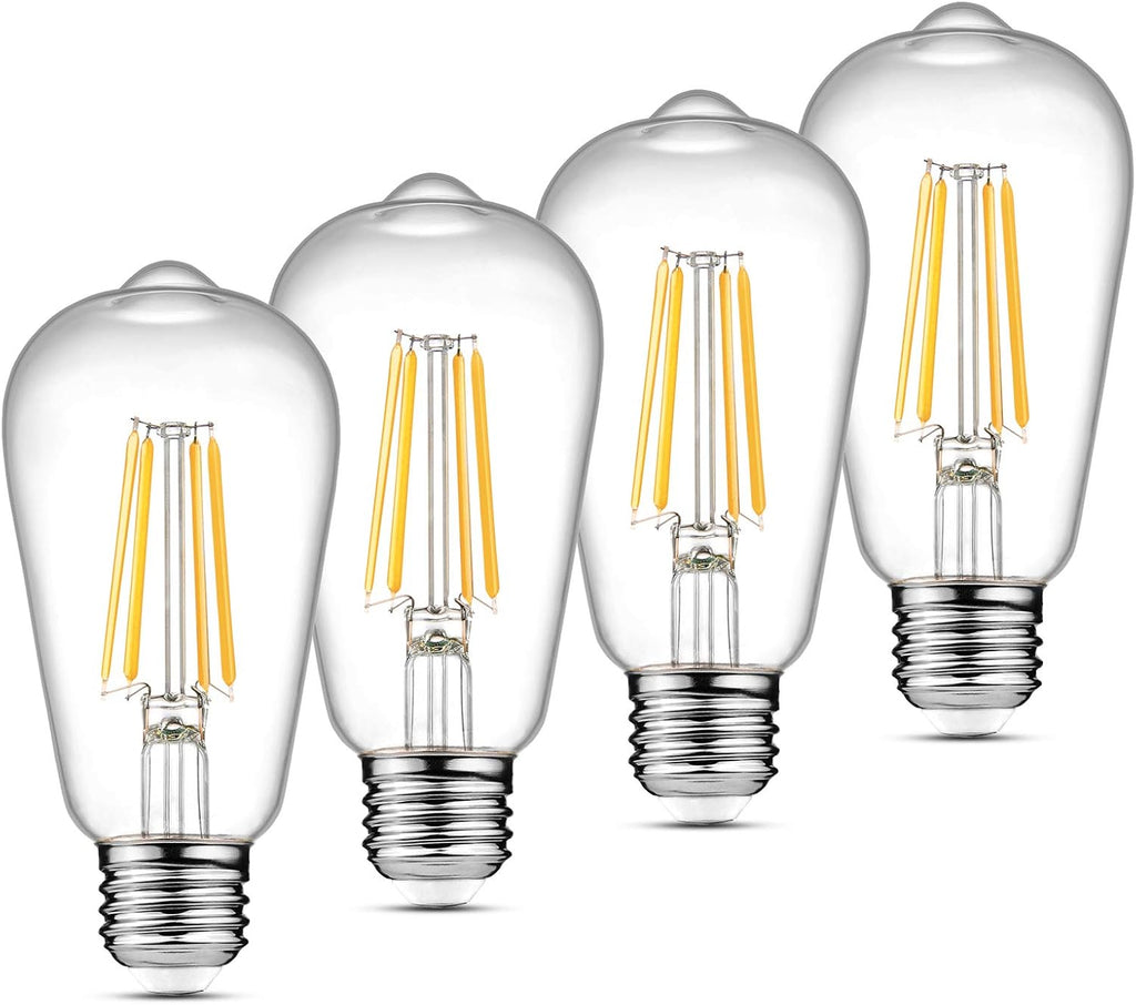Vintage LED Edison Bulbs, 6W, Equivalent 60W, Non-Dimmable, High Brightness Warm White 2700K, ST58 Antique LED
