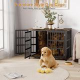 42" Furniture Style Large Dog Crate with Wheels, Metal Chew-Resistant Dog Kennel Indoor for Large & Medium Dogs