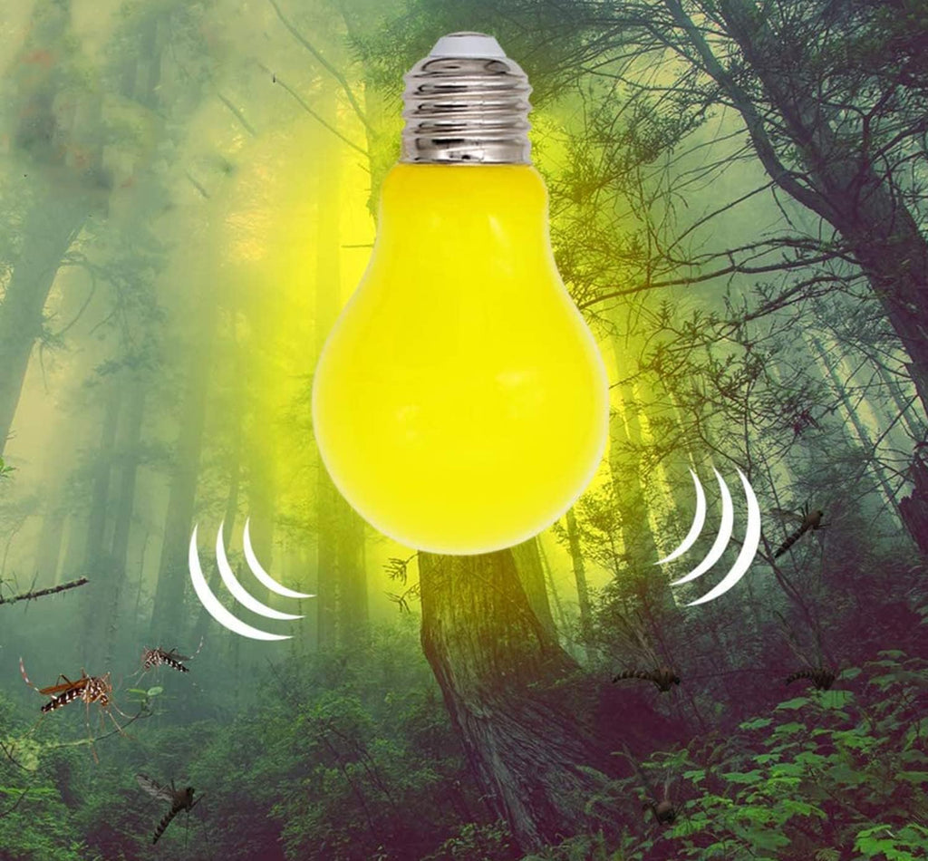 4 Packs 3W A19 LED Bug Light Bulbs Yellow LED Bulbs E26 Outdoor Bug Light Bulb 25W Equivalent 2000K Amber Glow Bug