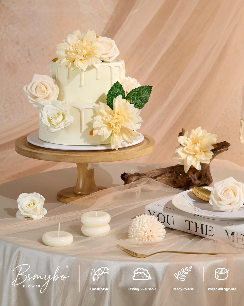 Artificial Flowers Combo Box Champagne Fake Rose Flower for Wedding Decor