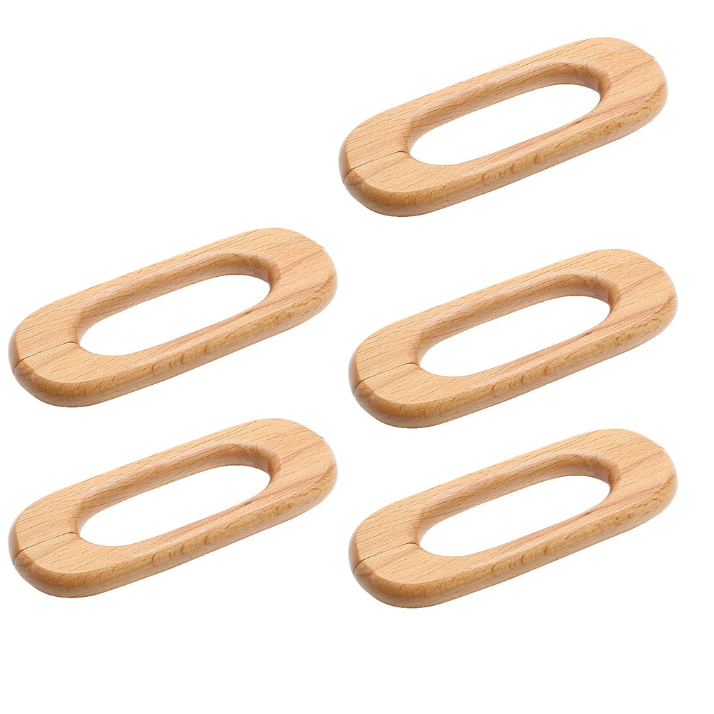 10 Pcs Natural Wood Cabinet Pulls, 5" Length, 3-3/4" Hole Spacing