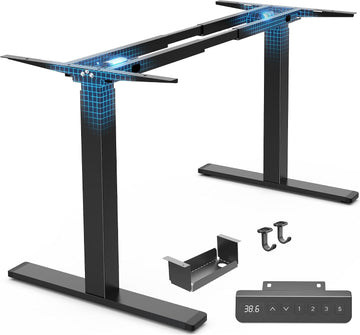 Dual Motor Electric Standing Desk Frame, Sit Stand up Desk Leg for 47.2" to 86.6" Desktop, Computer Desk Leg with
