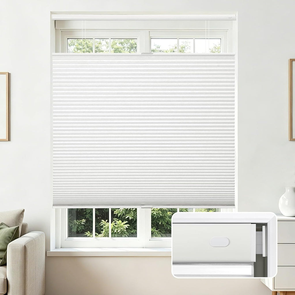 No Tools No Drill Blinds for Indoor Windows, Cordless Window Blinds Cellular Shades Top Down Bottom Up Blackout