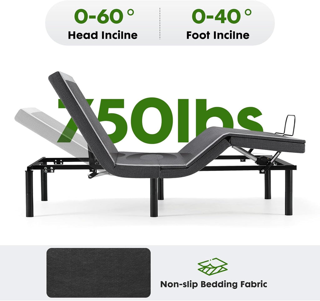 Full Adjustable Bed Frame, Electric Base, USB, Zero Gravity