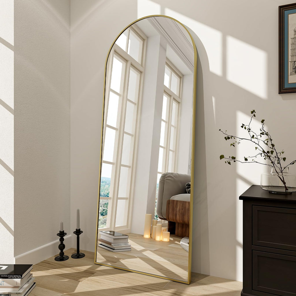 65" x 24" Arch Full-Length Mirror with Stand, Gold