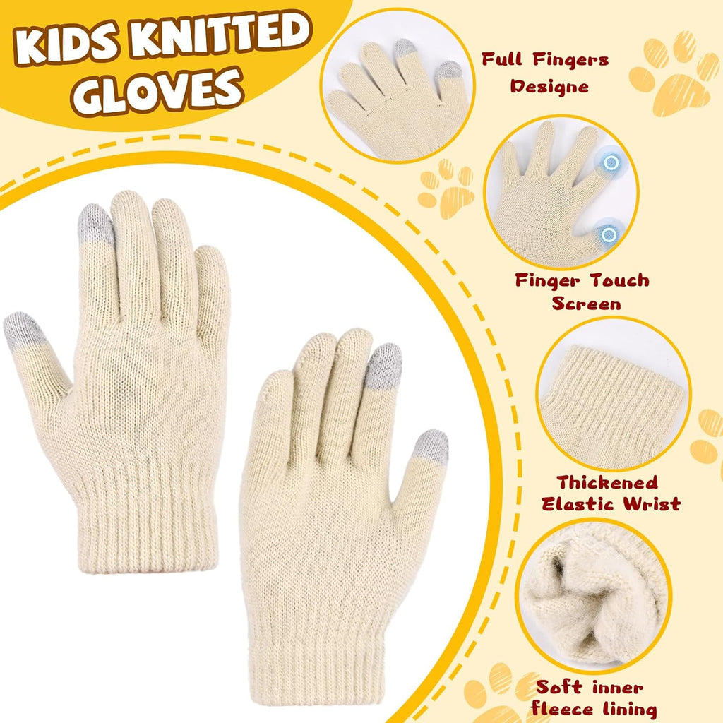 Kids Winter Balaclava Windproof Hats Gloves Set in-1 Fleece Lined Hooded Scarf & Face Mask -8
