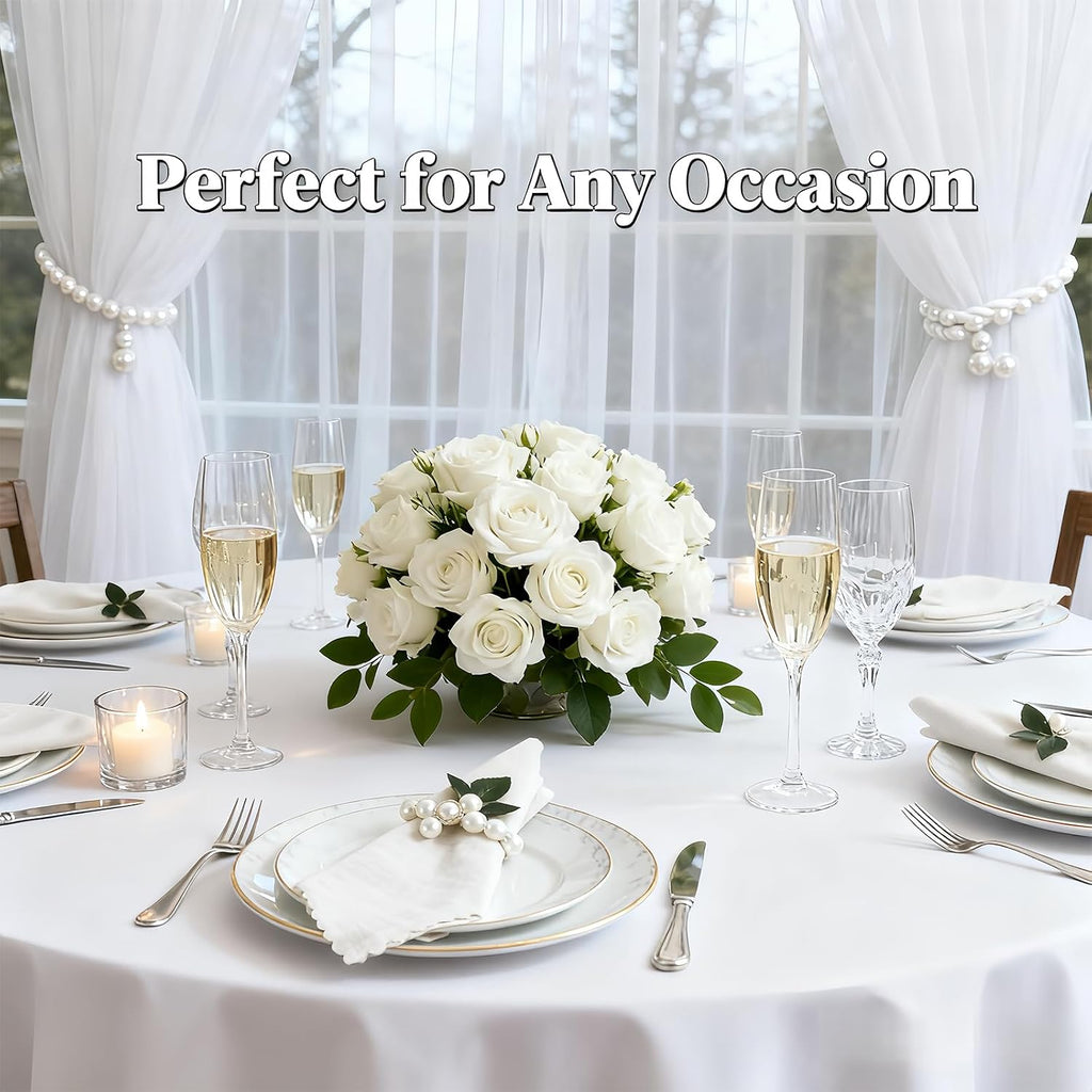 Adjustable Pearl Napkin Rings, Alternative Bow Napkin Rings, Compatible with Various Napkins, Such as - Set of 8