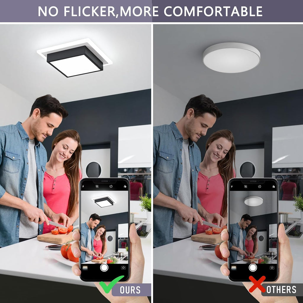 Modern LED Ceiling Light, Kitchen Ceiling Light, 6000K Cold White Flush Mount Ceiling Lamp, Square Hallway Lighting