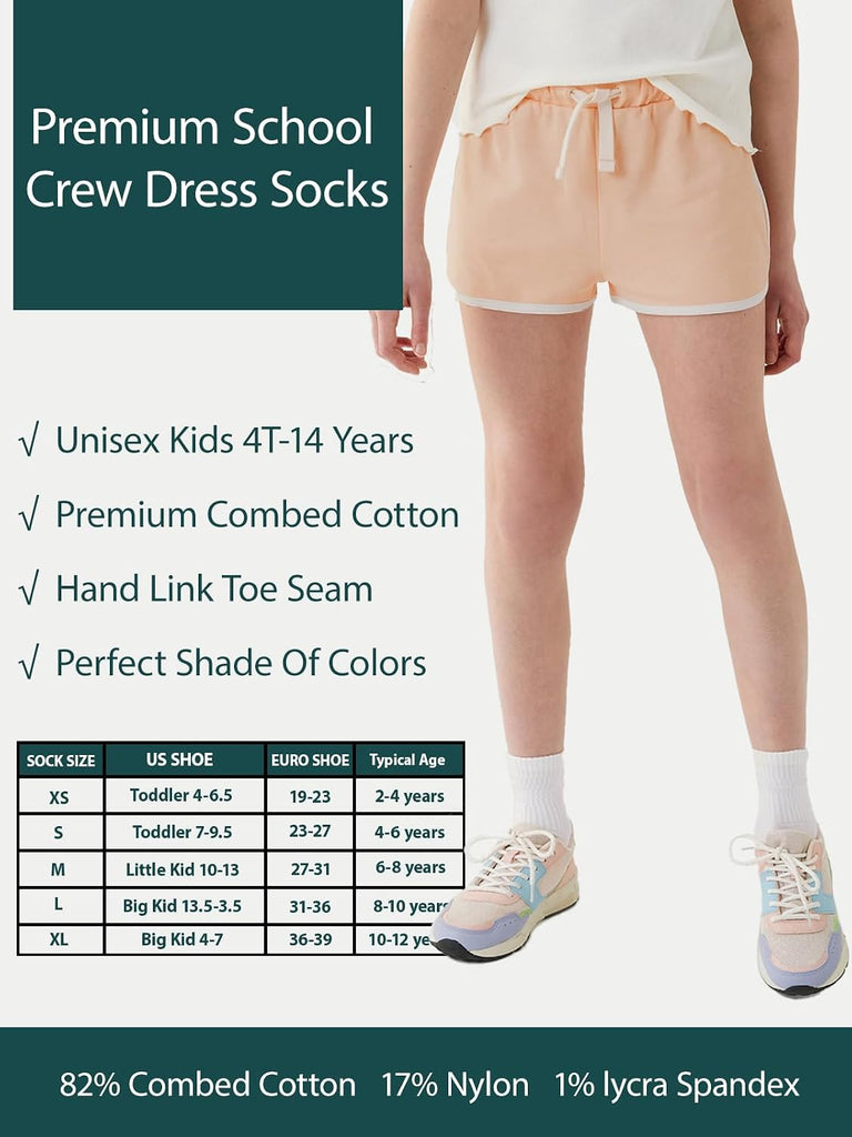 Unisex School Kids Boys Girls Soft Combed Cotton Athletic Socks
