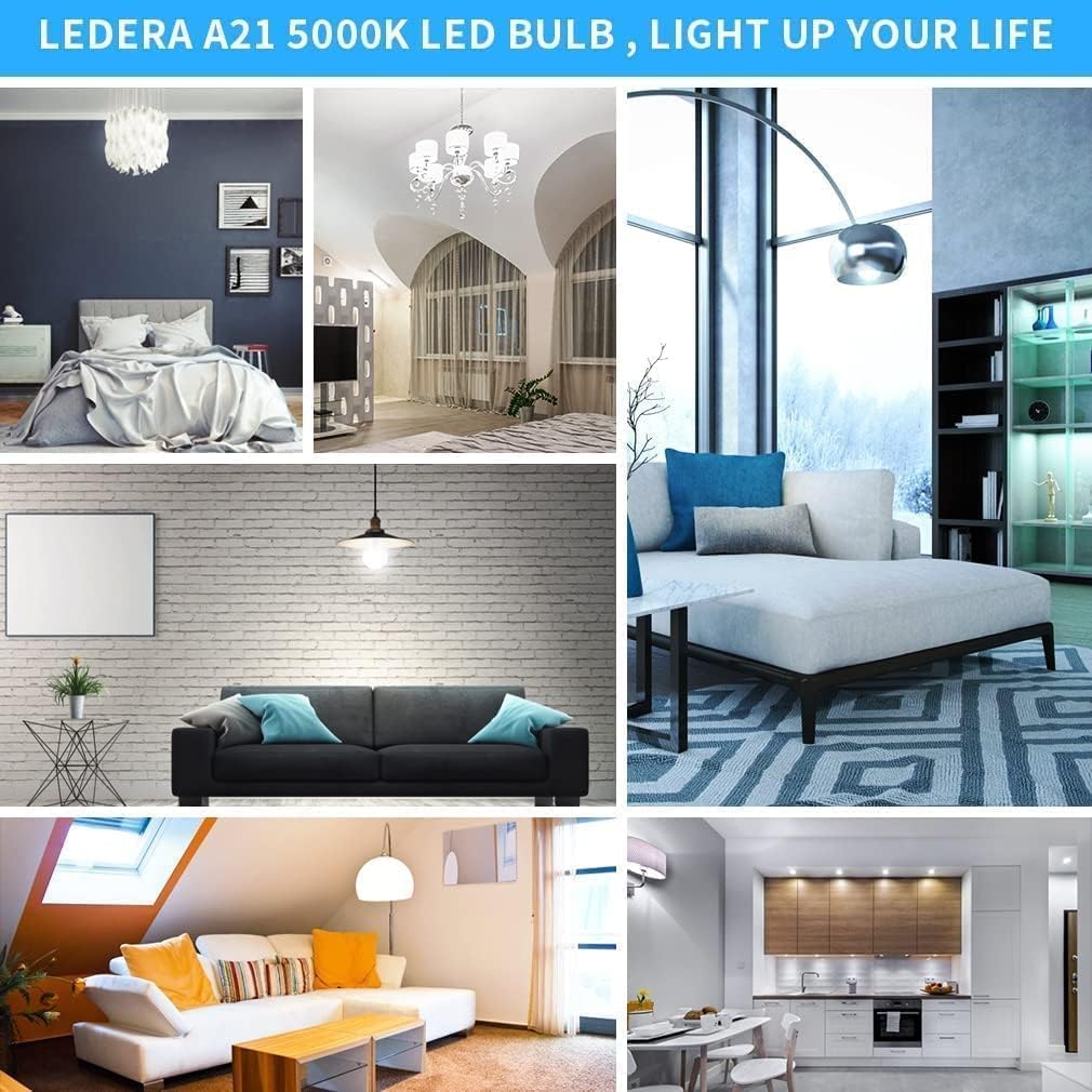 150 Watt Equivalent LED Light Bulb, A21 Bright Daylight White 5000K
