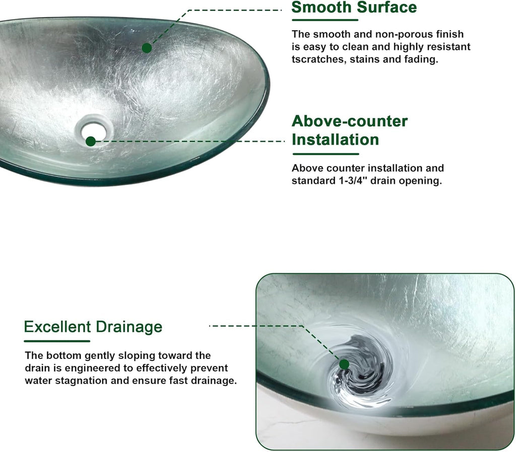 Bathroom Vessel Sink Modern Artistic Tempered Glass Basin Countertop Bowl Sink for Lavatory Vanity Cabinet
