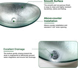 Sarlai Bathroom Vessel Sink Modern Artistic Tempered Glass Basin Countertop Bowl Sink for Lavatory Vanity Cabinet