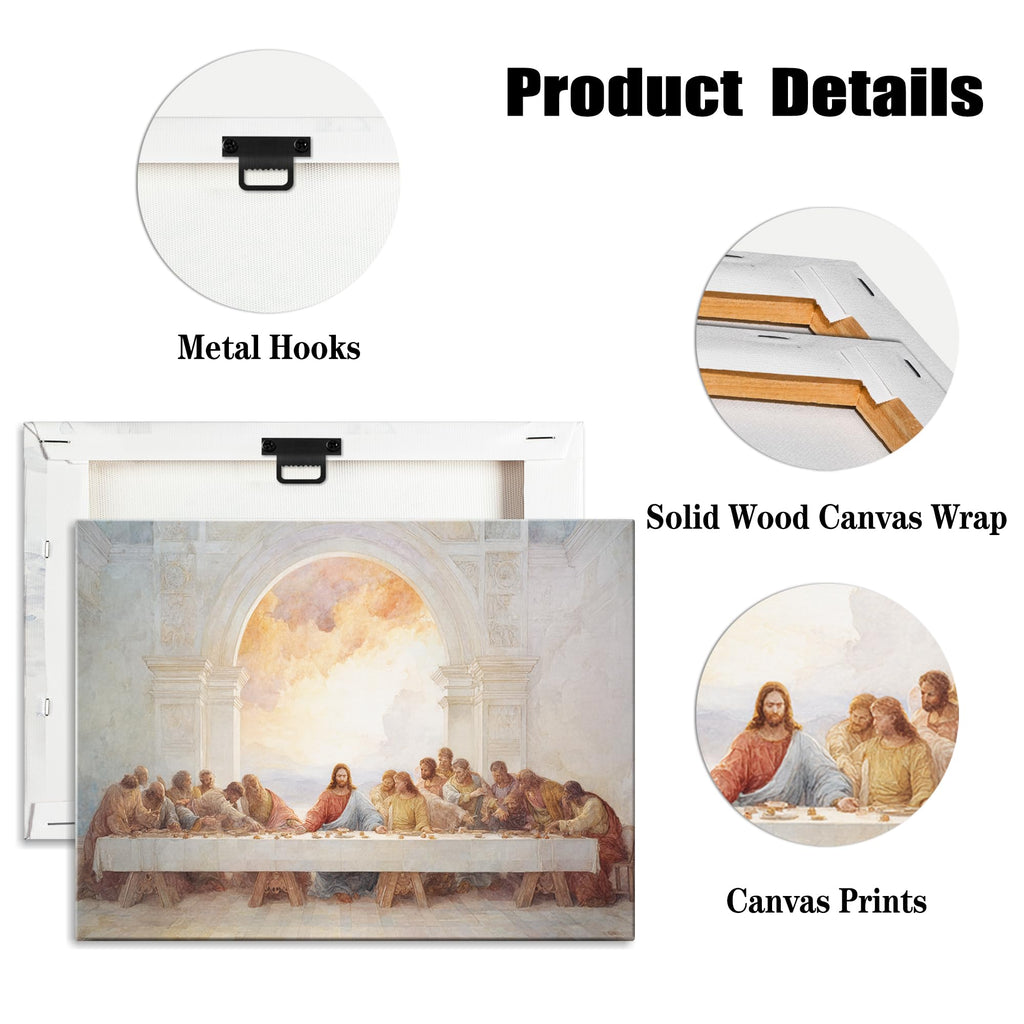 Framed Jesus Canvas Wall Art Decor, Last Supper Wall Decor Painting, Christian Posters Print Dining Room Pictures for