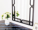 Large Living Room Mirror for Decor, 28" x 40" Rectangle Bathroom Mirror with Matte Black Metal Pipe Frame, Modern Wall