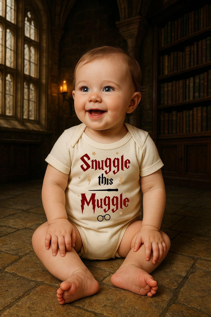 Snuggle Wizard Bodysuit | Natural Color 100% Cotton | Printed using direct-to-garment printing (Newborn, Natural)