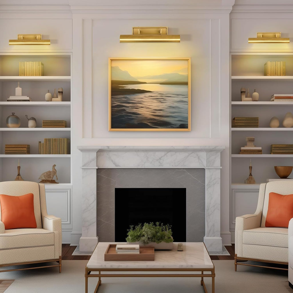 18" Brass Picture Lights Hardwired, 3-Light Gold Picture Frame Light Linear Gallery Picture Light for Wall Adjustable