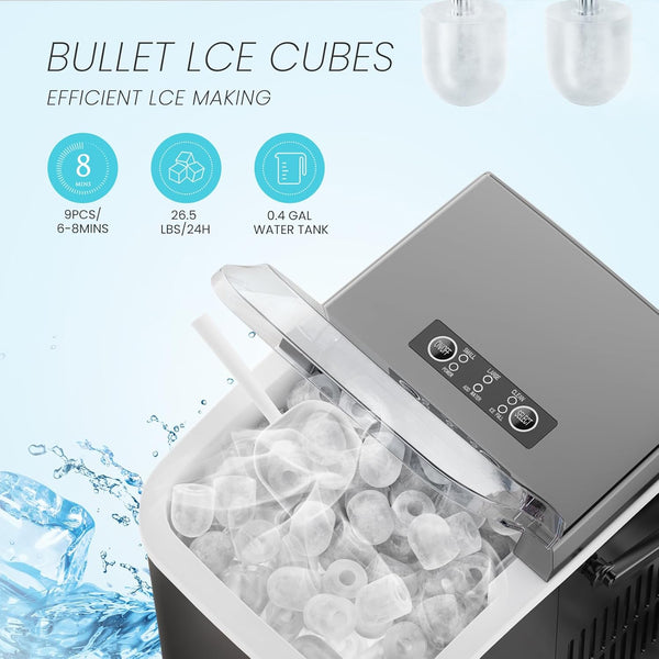 Ice Makers Countertop, Portable Ice Machine with Handle, 6 Mins 9 B ...