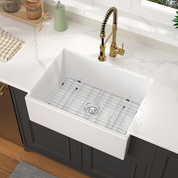 28 White Farmhouse Sink Undermount Apron Front Sinks Kitchen | 28"x20" Ceramic Porcelain Fireclay Single Bowl Farmer