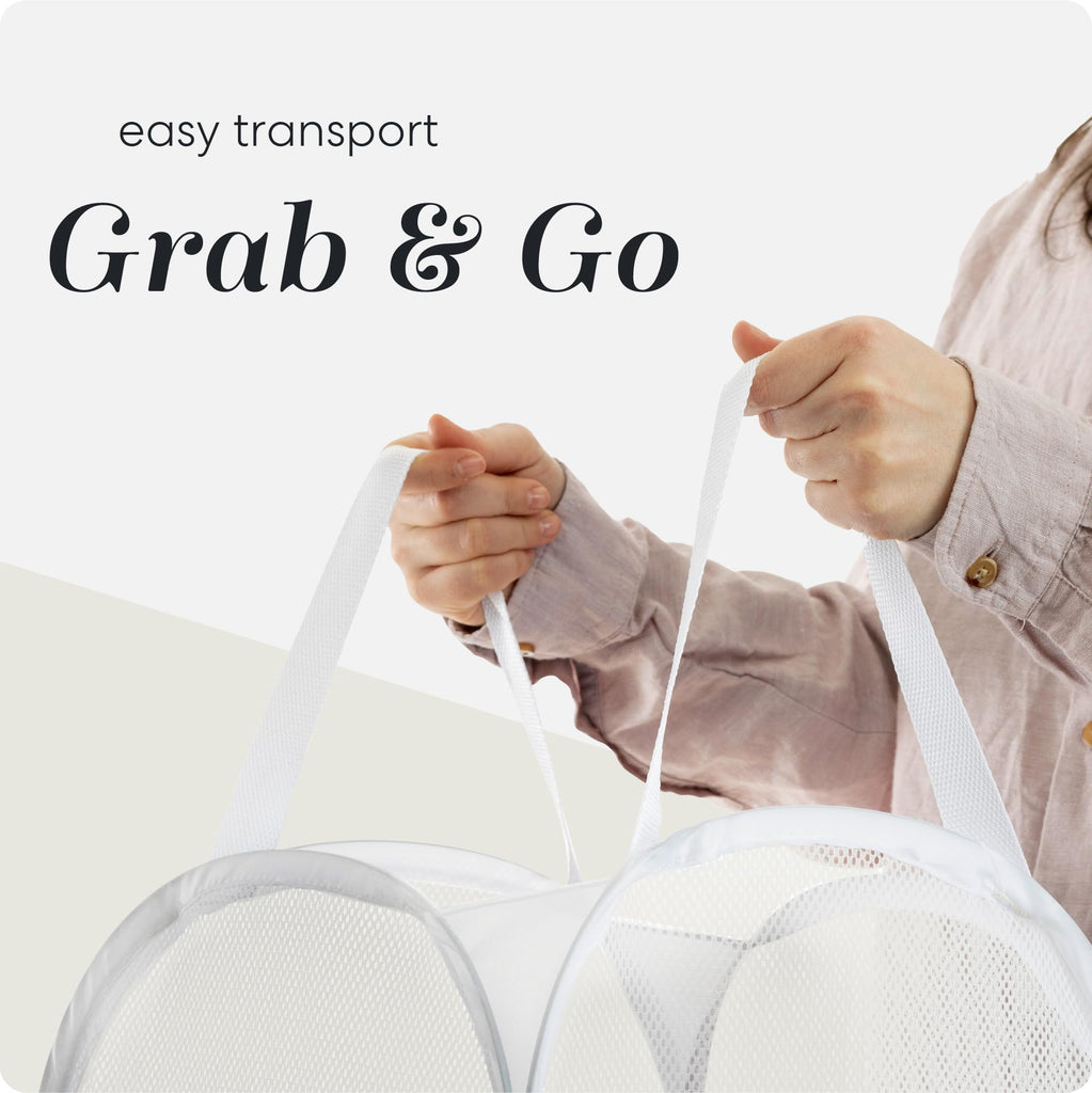 Mesh Pop Up Laundry Hamper Foldable Basket 2-Pack
