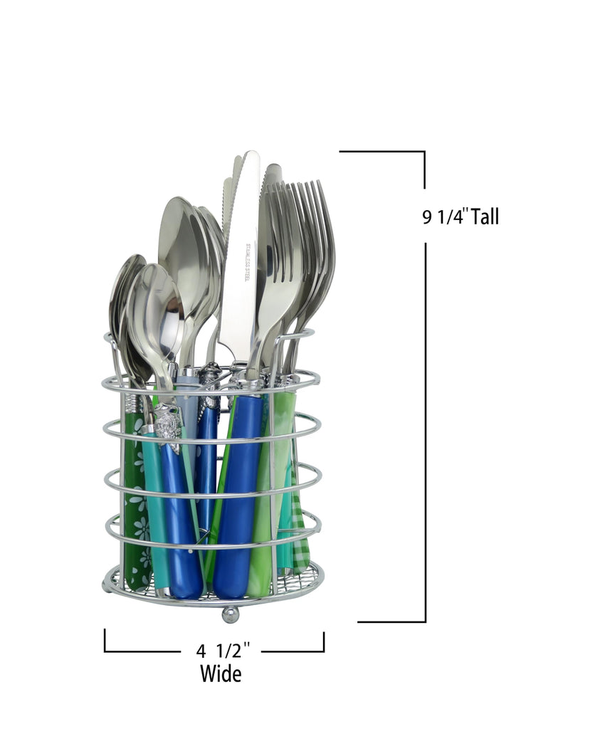 Eclectic Blue & Green Mix & Match Stainless Steel Flatware Collection, Set of 16