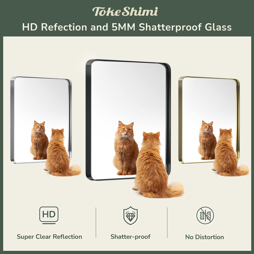 48 x 36 Inch Black Bathroom Vanity Mirror with Non-Rusting Aluminum Alloy Brushed Matte Metal Frame