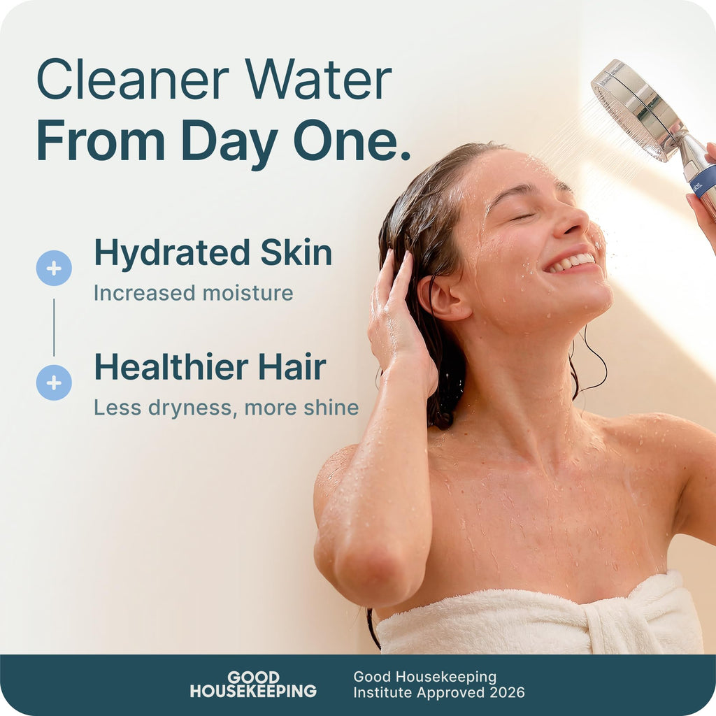 Handheld Filtered Shower Head, High Pressure, Removes Chlorine