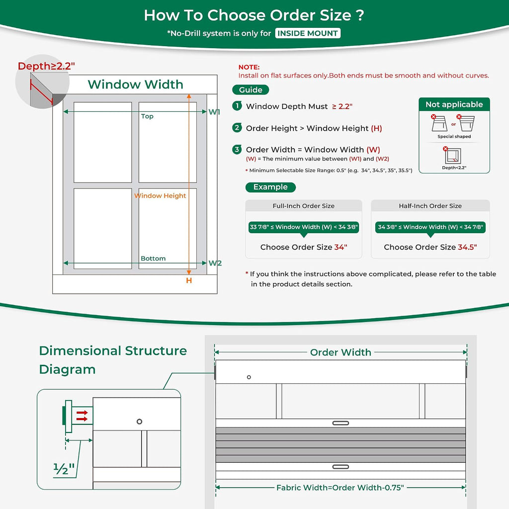 No Drill Top Down Bottom Up Cellular Shades,White, | TDBU Blackout Blinds for Indoor Windows,Cordless Honeycomb