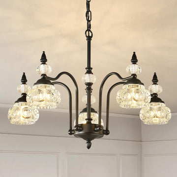 24-Inch Vintage Pendant Light 5-Light Victorian Black Antique Chandelier