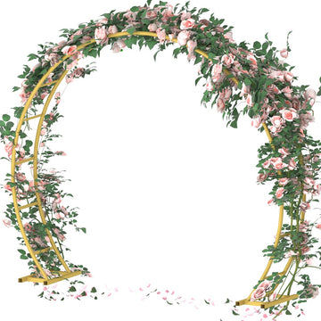8Ft Wide 7Ft High Metal Wedding Arch for Ceremony Party, Gold