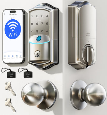 WiFi Smart Deadbolt Locks with 2 Knobs Set, Satin Nickel