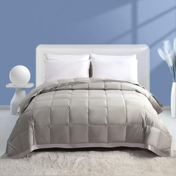 Feather Down Fibers Blanket Twin Size, Extra Lightweight Summer Comforter, Noiseless & Soft Thin Bed Blanket with