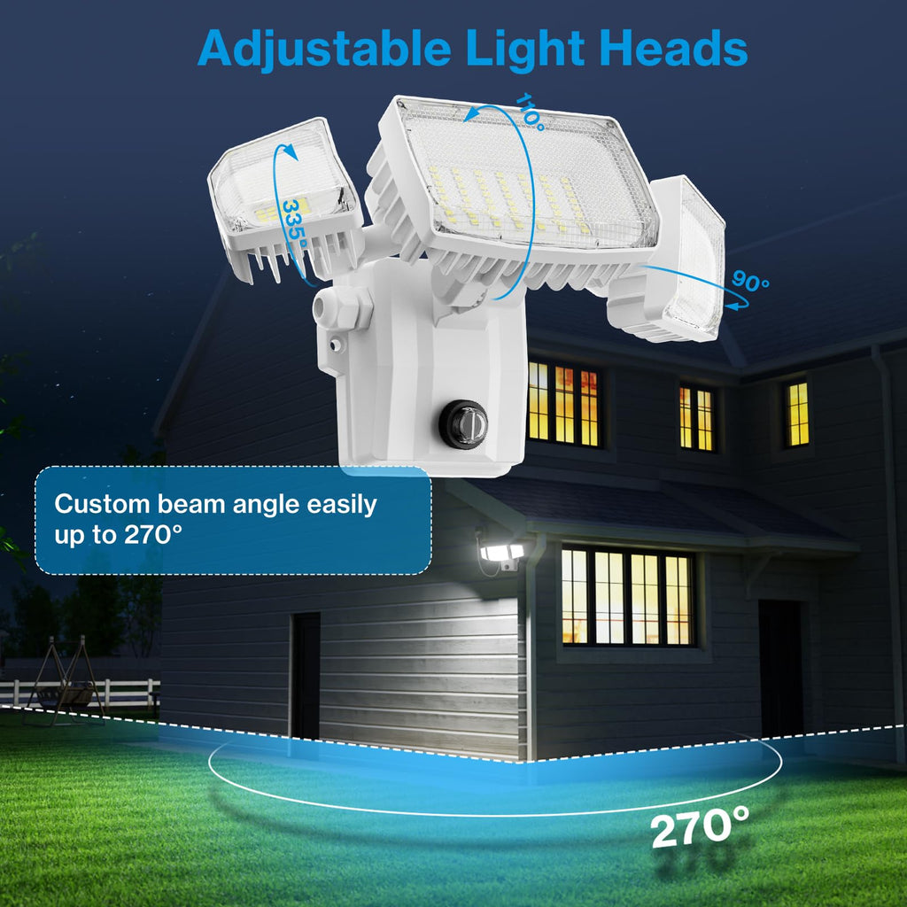 80W Plug in Flood Lights Dusk to Dawn Outdoor Lighting, Exterior LED Security Light with Remote, IP65