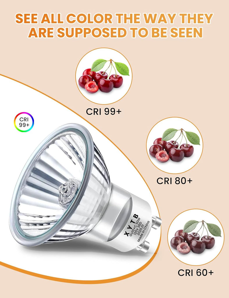 GU10 Halogen Bulb, 120V 50W Halogen Light Bulbs with Glass Cover for Candle Warmer, MR16 GU10+C 2700K Warm White