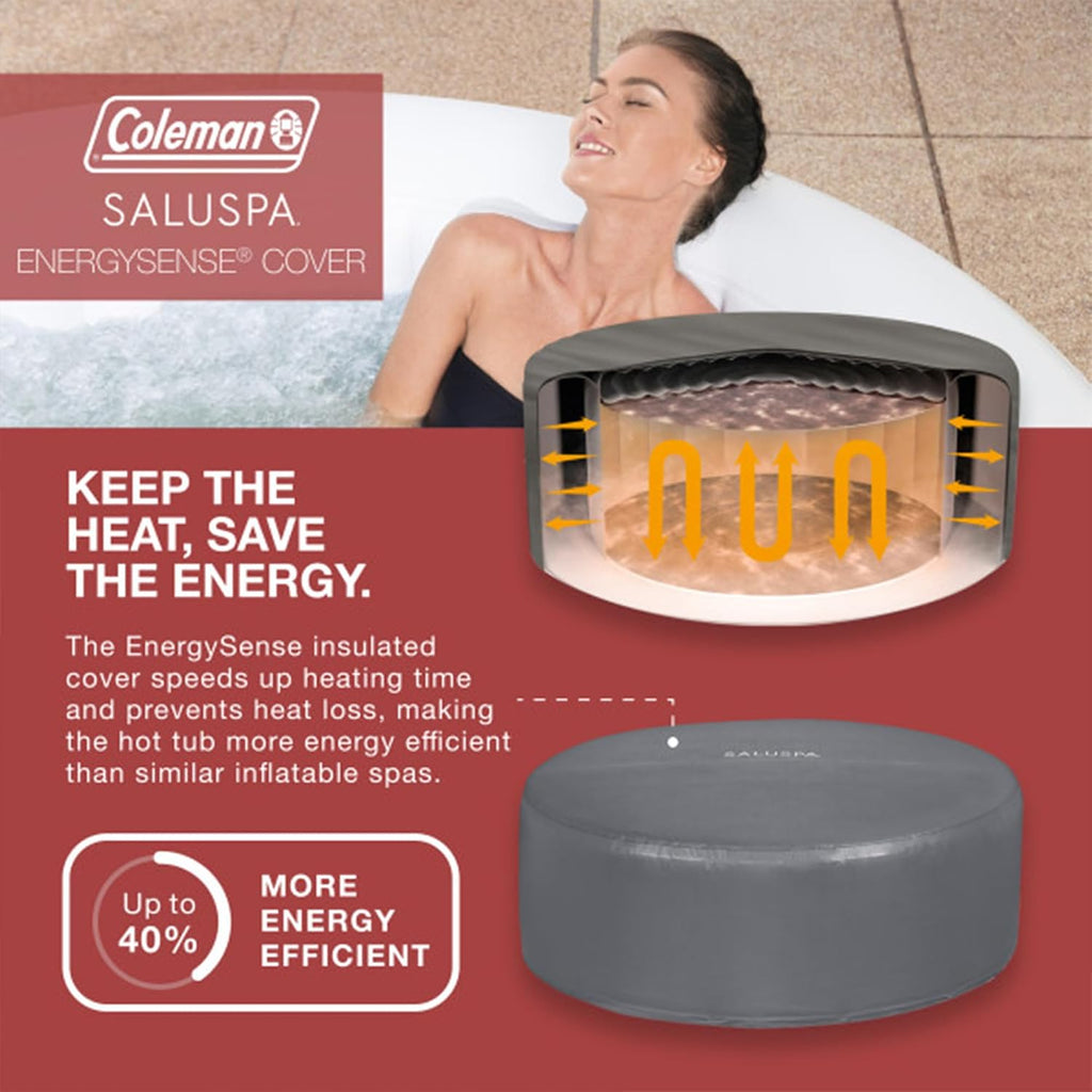 Miami AirJet Inflatable Hot Tub with EnergySense Cover Bundled with 2 SaluSpa Underwater Non-Slip Spa Seat with