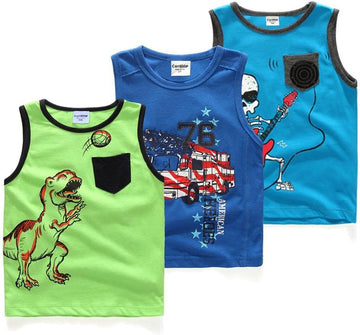 Toddler Baby Boys Tank Soft Cotton Sleeveless Top Undershirts Pack of 3