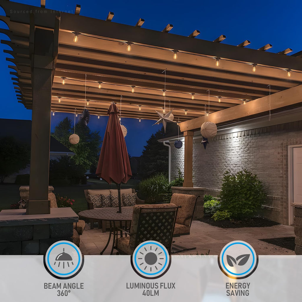 S14 LED Bulb, Amber Warm Glass, 2200K