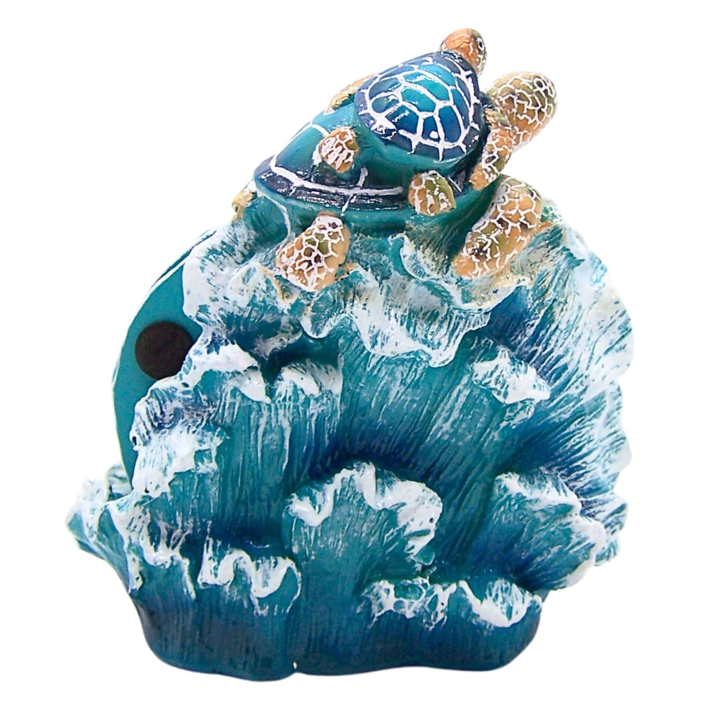 Blue Sea Turtle with Wave Design Coaster Set, Nautical Décor, Set of 4 Coasters, 5.25 Inches