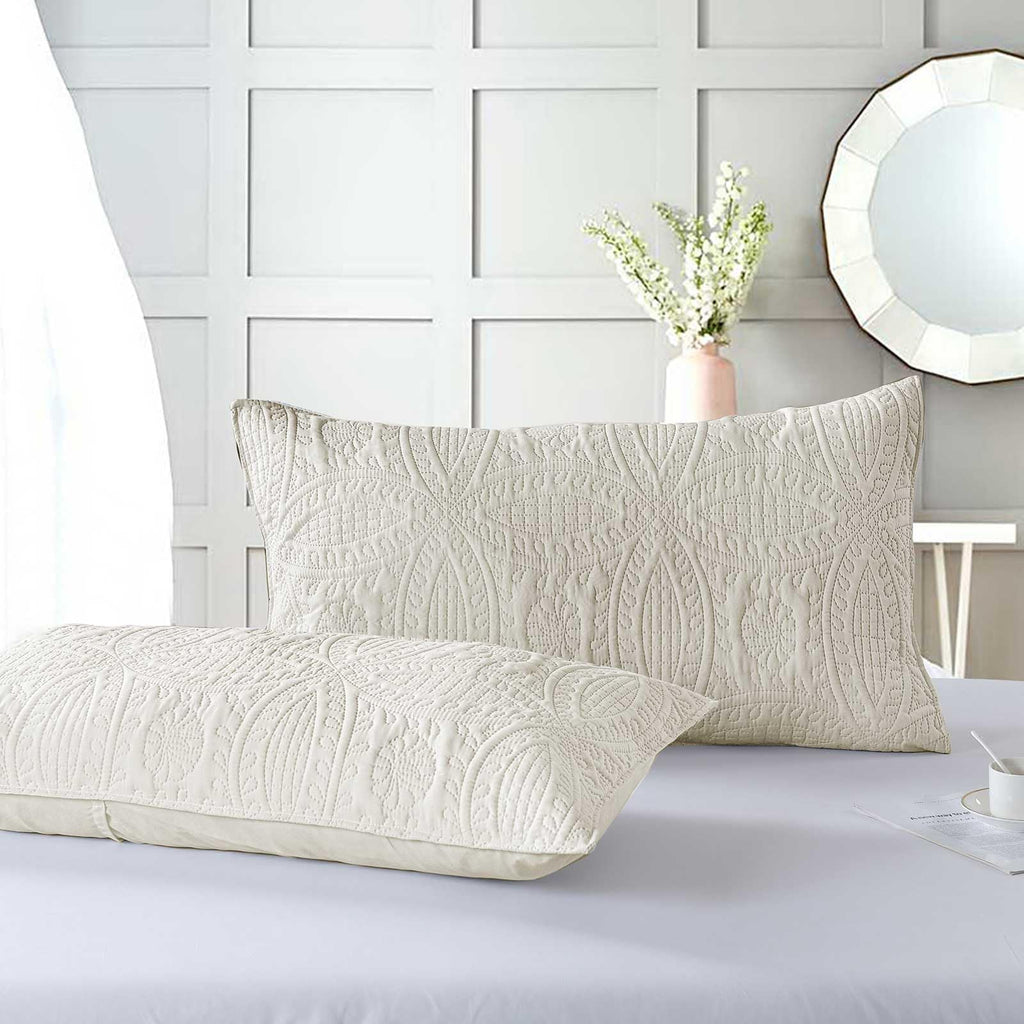 3-Piece Quilt Set with Ruffle, Lightweight Soft Quilt Geometric Bedspread Coverlet with 2 Pillow