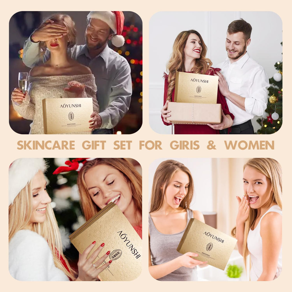 Luxurious Hydrating Skincare Gift Set with Cordyceps Extract - Includes Face Cleanser, Balm, Eye Cream, and 4-Piece