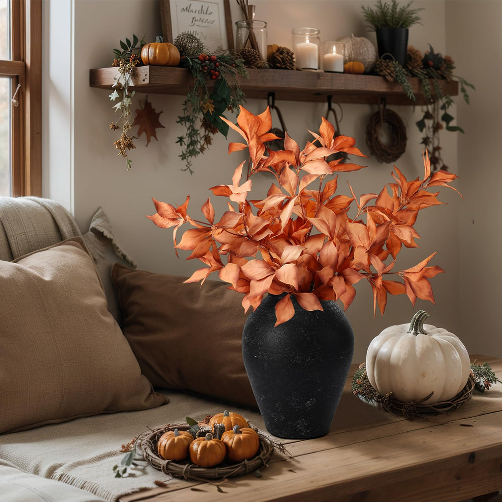 3 Pcs 33" Fall Artificial Filbert Leaves Stem Fall Decor, Caramel