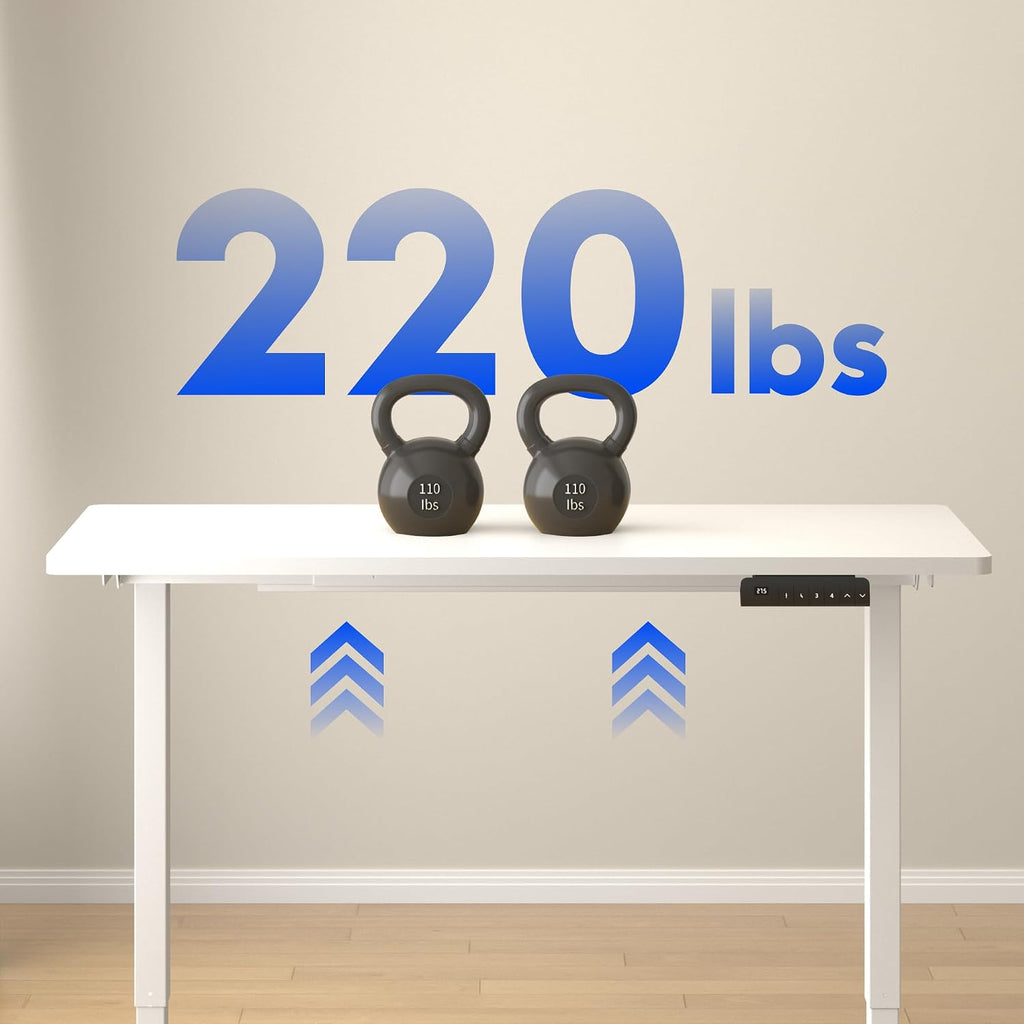 E3 Dual Motor Electric Standing Desk 55 x 28 Sit Stand Up Desk, Holds 220 lbs, Adjustable Height w/Memory Presets