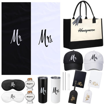 14Pcs Wedding Gifts for Couple Mr and Mrs Beach Towels Tumbler Hat