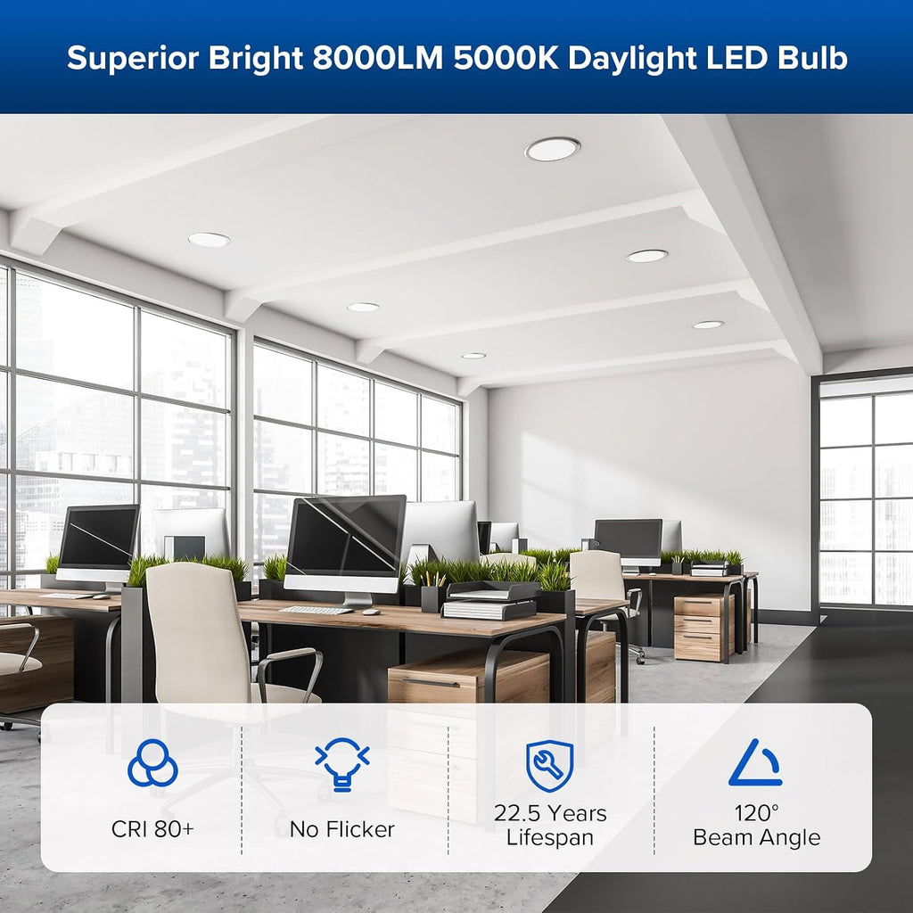8000 Lumens 500W Equiv. BR40 LED Light Bulb 5000K 1-Pack